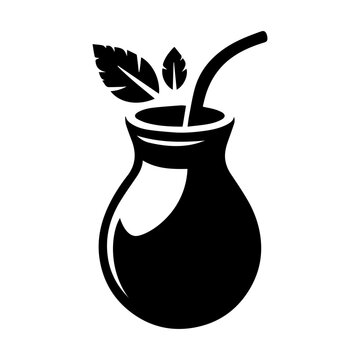 Simple Vector Icon of a Mate Gourd &ndash; Logo Design Illustration