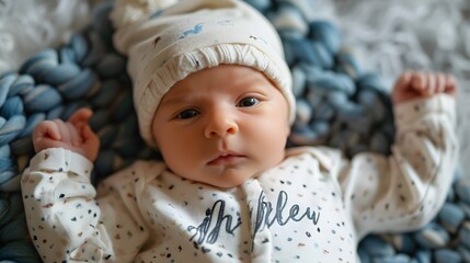 Sweet Newborn Wearing a Customized Onesie with Fun Message