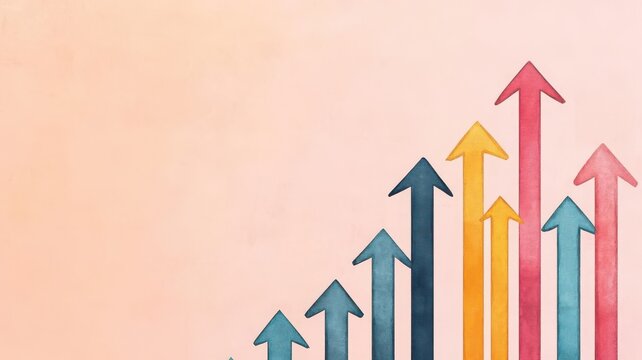 Strategic plan overview, arrows guiding goals, business roadmap visualization, watercolor style