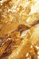 Dynamic gold textures displaying glistening particles in motion, evoking fluidity and artistic richness.