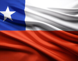 Naklejka premium Chile flag waving in the wind on side position provides copy space for text isolated