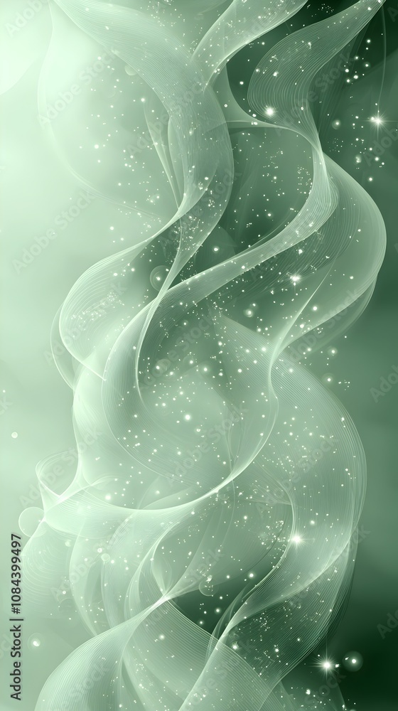 Aufkleber an ethereal swirl of soft green hues and delicate wisps, creating a dreamlike atmosphere filled with
