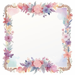 floral watercolor picture frame pattern