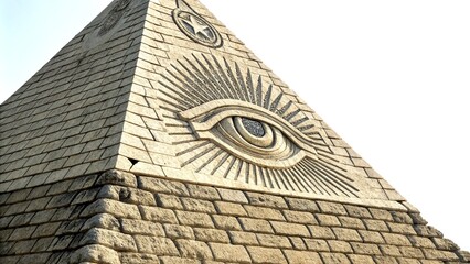 Allseeing Eye on the Pyramid - Occult Symbols of Freemasonry and Illuminati Representing Secrets and Mysteries of the Universe in a Striking Macro Photography Style