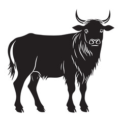cow or bull silhouette vector illustration, black and white