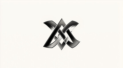 A sleek, intertwined monogram of the letters "A" and "B" with sharp edges, placed on a solid white background.