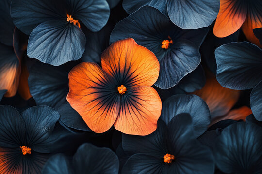 Abstract orange and black flowers. - Powered by Adobe