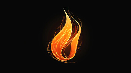 A stylized flame with sharp, dynamic lines and gradients, set against a solid black background.