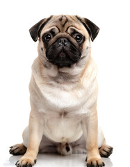 Obraz premium Pug Dog is sitting showing cute expression isolated
