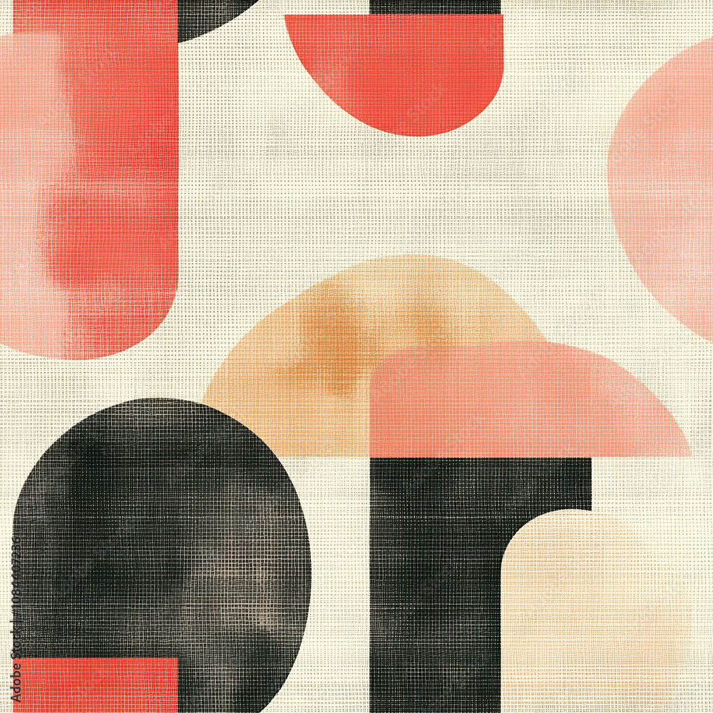 Poster soft abstract pattern featuring warm tones and geometric shapes, creating a cozy and inviting atmosp