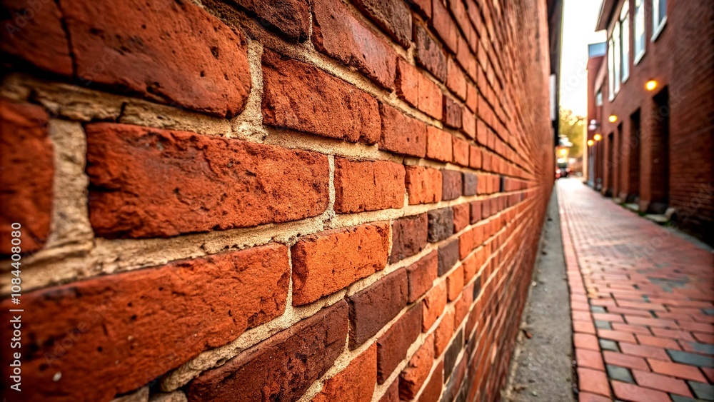 Poster captivating angle view of a red brick wall with rich texture, perfect for background use and creativ