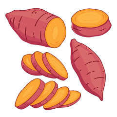 Sliced Purple Yam and Sweet Potato, Purple Yam Artwork for Cooking Ingredients