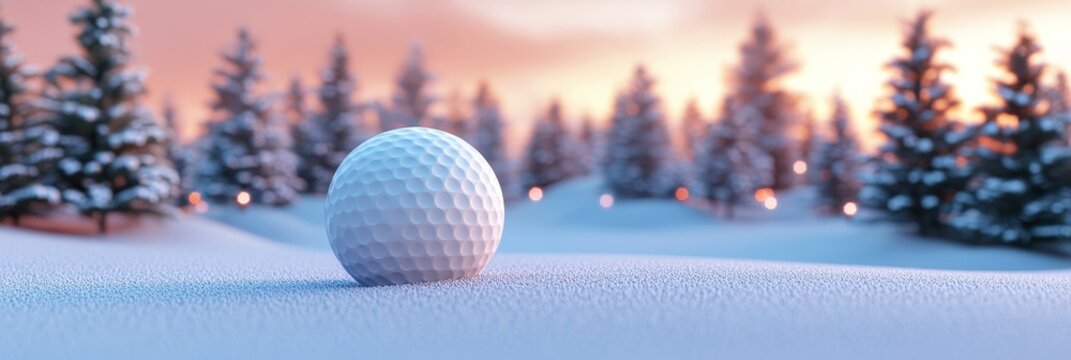 Winter golf, Christmas ornament, snowy scene, minimalist design, holiday sport., 