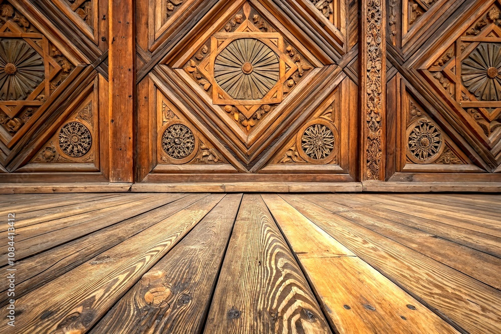 Poster captivating long exposure of old wood texture background with geometric patterns and abstract colors