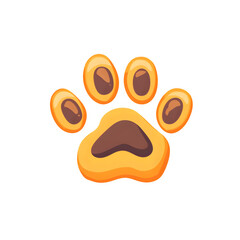 Fototapeta premium Cartoon orange and brown paw print with transparent background representing a trace of domestic animal