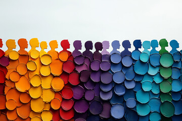 background photo that speaks of diversity and inclusion, colorful human silhouettes arranged horizontally.