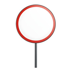 Circular road sign with red border and blank white area on a see-through background