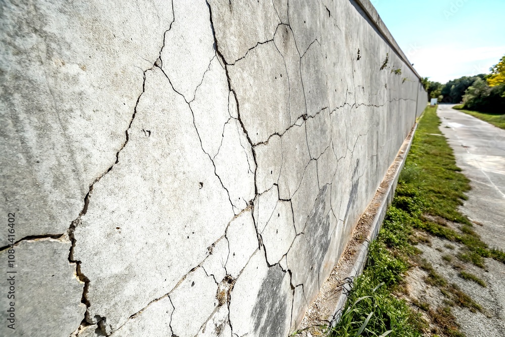 Poster captivating panorama of an old gray concrete wall showcasing unique textures and patterns for backgr
