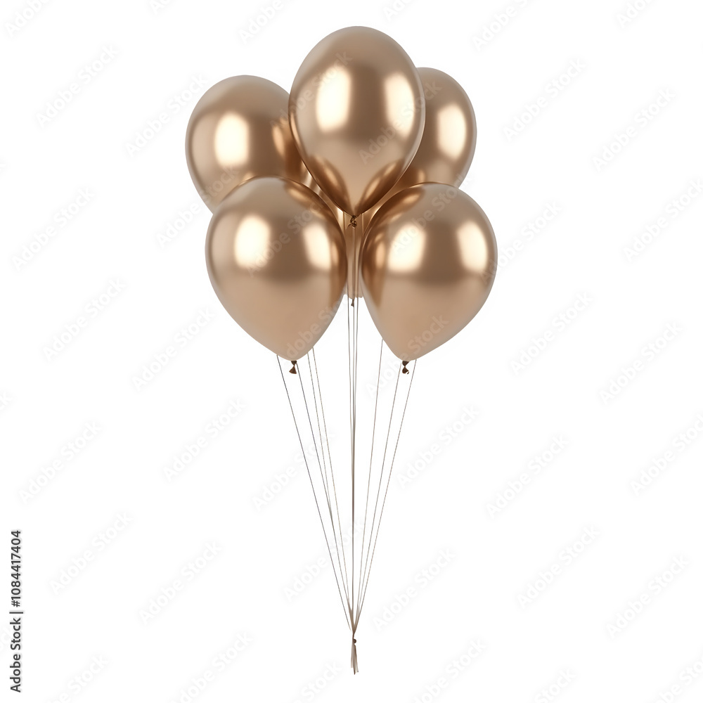 Poster Golden balloons shimmering against a see-through backdrop, setting a joyous and lively mood