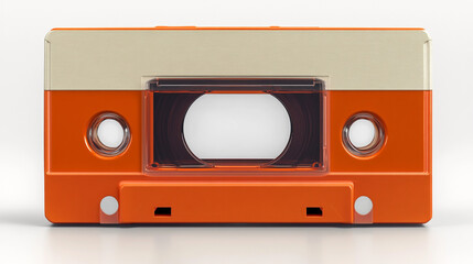 Fototapeta premium Retro Orange Audio Cassette Tape Vintage Music Technology 80s Nostalgia