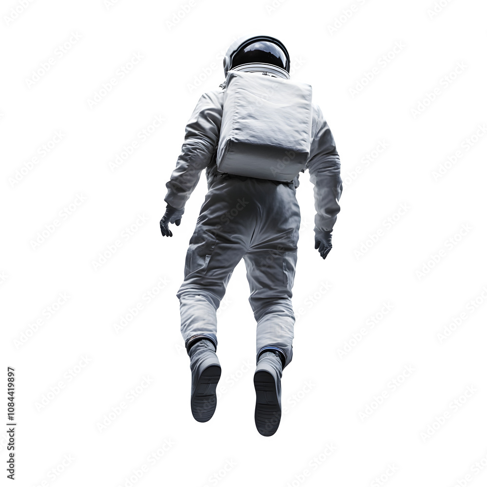 Aufkleber Astronaut floating in space seen from behind, creating a feeling of wonder and exploration with a transparent background