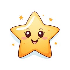Cute and Cheerful Cartoon Star Character with Bright Eyes and Happy Expression Surrounded by Sparkling Stars for Fun and Playful Design Projects