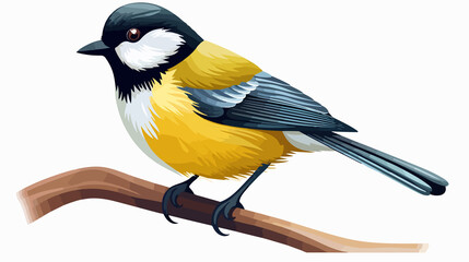 Obraz premium Cute Tomtit Cartoon Vector Illustration on White Background