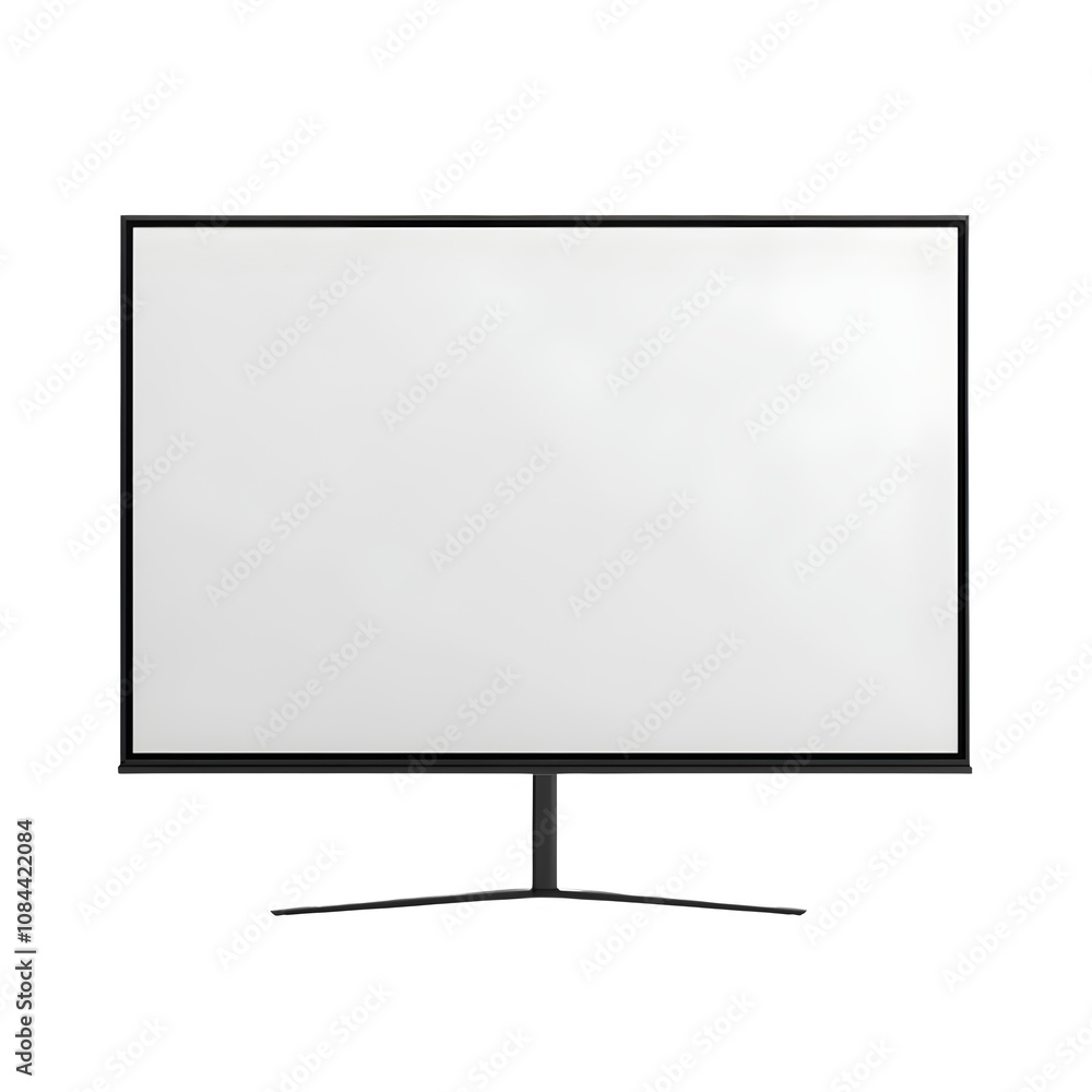 Poster Realistic computer monitor with white screen isolated on transparent background, perfect for showcasing your design