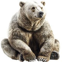Fototapeta premium A large and fluffy brown bear resting comfortably in a natural setting during a sunny afternoon