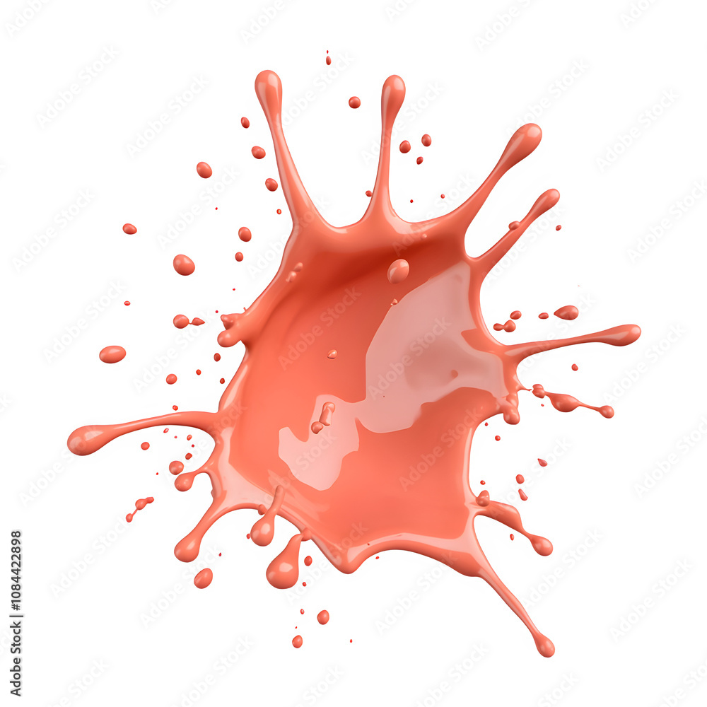 Poster energetic burst of color: dynamic coral pink paint splashing on a clear background