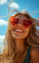 Vacation sun and beach, palms and hearts