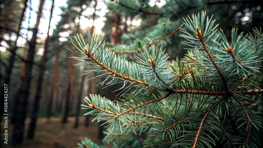 Aufkleber close-up architectural photography of pine tree needles highlighting nature's intricate textures and
