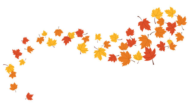 Autumn symbol nature with maple leaves yellow, red, orange color element wave in the wind