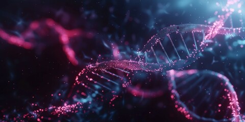 Double helix DNA structure, showcasing the cutting-edge world of biotechnology and genetic research. This futuristic design highlights the innovation in molecular biology and gene analysis