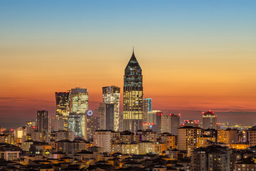 Istanbul Financial Center (IFC) in Atasehir, Istanbul, Turkey. Global financial services hub. Modern business center skyscrapers in Istanbul.