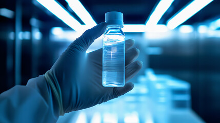 Scientist conducting a precise experiment in a sterile laboratory setting, using specialized equipment to analyze a liquid sample