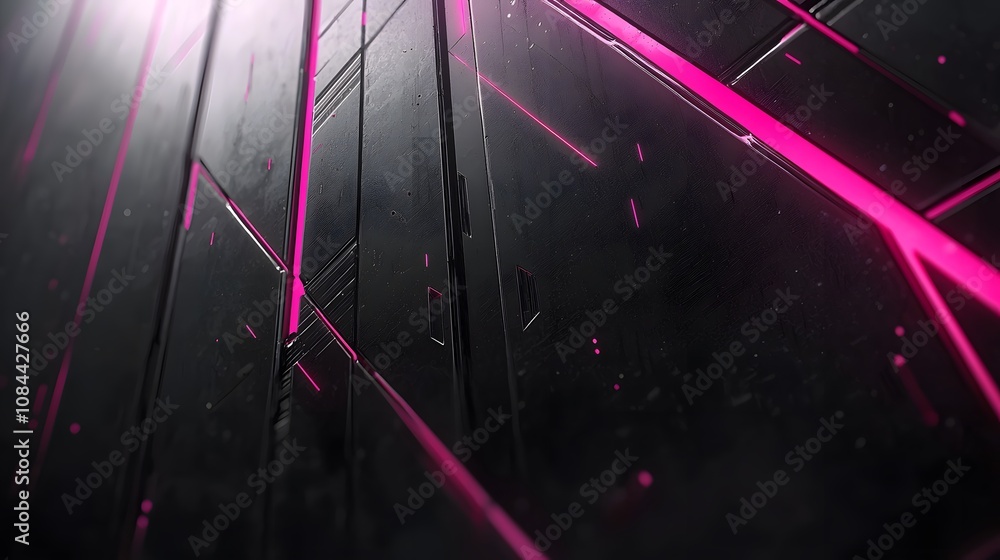 Aufkleber Dynamic neon lines abstract space digital artwork futuristic environment close-up view modern concept