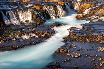 Blue waterfall Bruarfoss Long exposure version