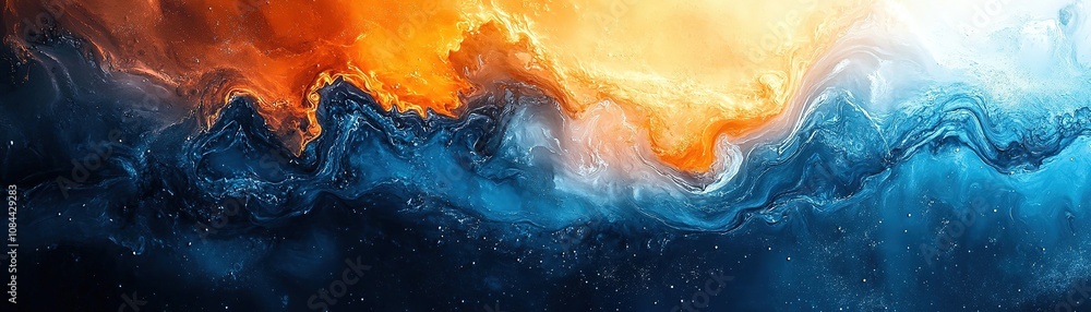 Poster dynamic abstract waves in fiery colors digital art contemporary style high-resolution fluid motion v