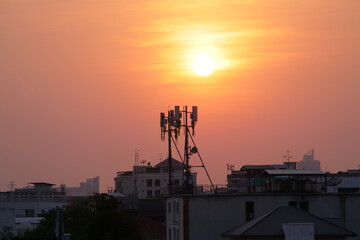 Urban sunset silhouette cityscape photography evening elevated view aesthetic serenity