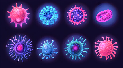 High-quality vector illustration of germs and fungi