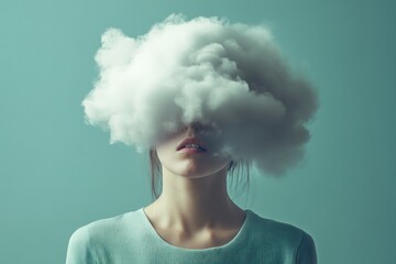 Dreamy Portrait with Cloudy Head Concept