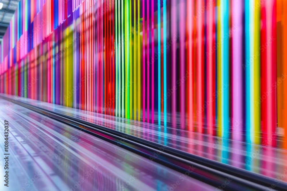 Poster abstract background with colorful glowing lines creating a corridor effect