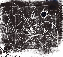 Abstract black and white hand painted textured  background. Suitable for decor, design, banners. posters.