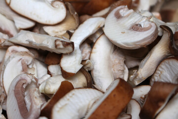 sliced ​​mushrooms. mushroom background. edible mushrooms.
