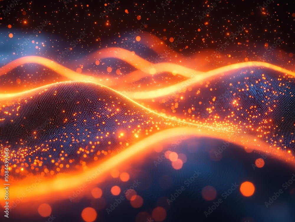 Poster creating abstract digital waves virtual space digital art futuristic environment artistic vision