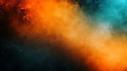 Fototapeta premium Teal and orange gradient merges with black and gray background.