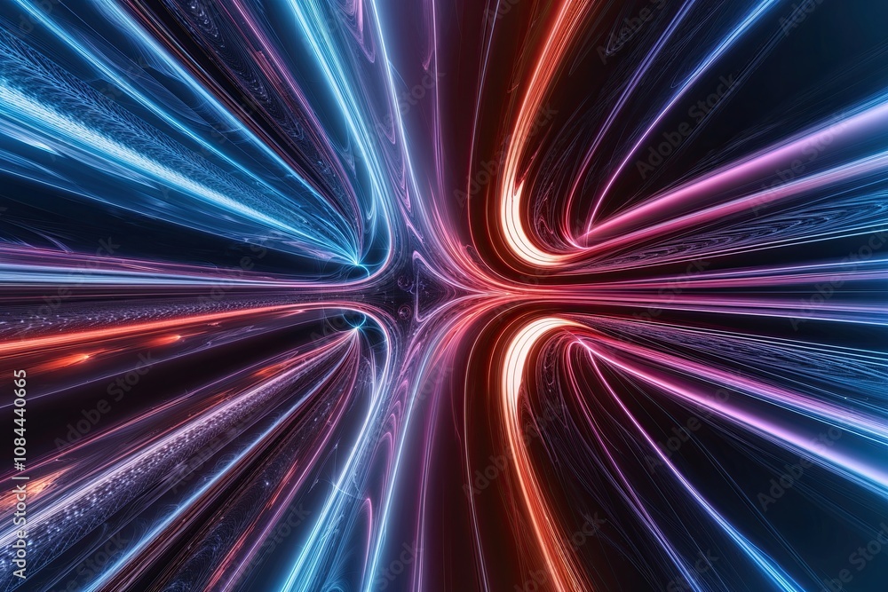 Poster vivid high-tech abstract background with fractal waves and modern graphic design