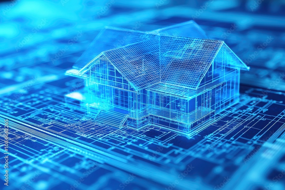 Poster designing a detailed building blueprint architecture construction site digital image viewpoint archi