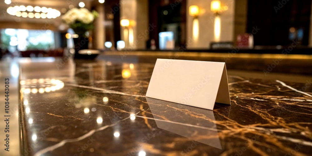 Aufkleber elegant blank business card on polished marble surface ready for customization in low light setting,
